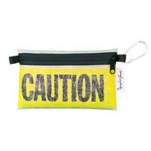 Load image into Gallery viewer, Upcycle Hawaii Caution Zipper Pouch
